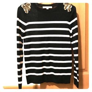 LOFT Black/White Striped Sweater